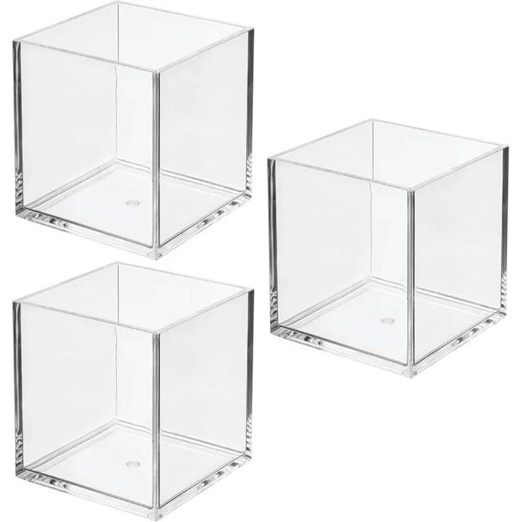 mDesign Kosmetik Organizer Aufbewahrung Ablage 3er-Set quadratisch Transparent – Bild 1
