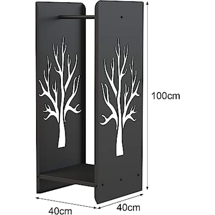 DanDiBo Kaminholzregal Innen Metall Schwarz 100 cm Kaminholzständer 96428 Brennholzregal Schmal Kaminholzhalter – Bild 2