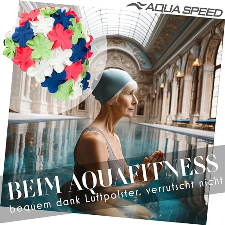 Aqua Speed Badekappe Badehaube mit Blüten-Design Wasserfest & dehnbar Pool & Sport, Blüten-Design mit wasserfestem Material – Ideal für Sport – Bild 6