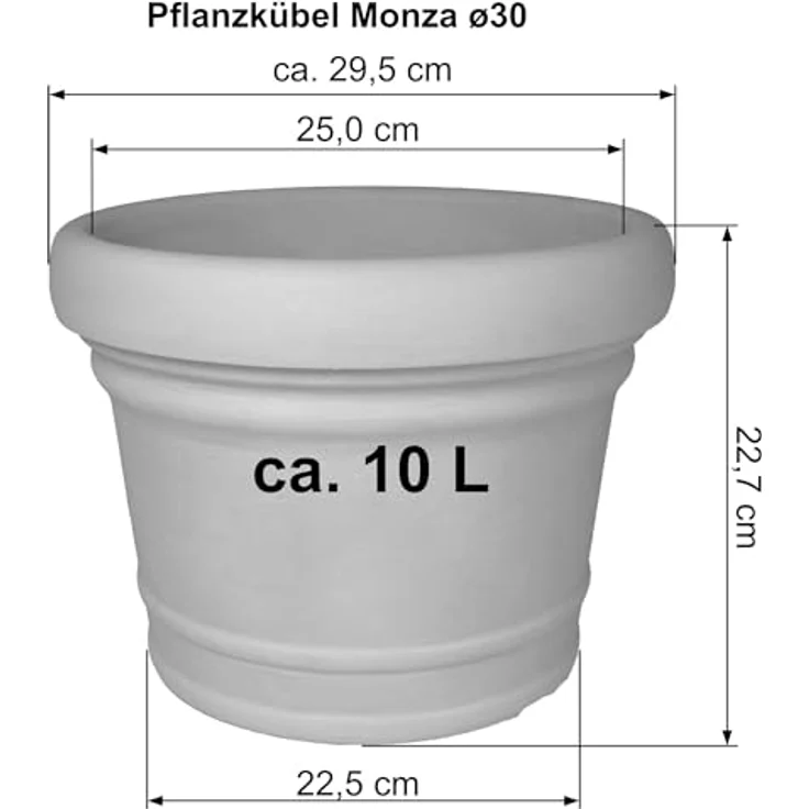 Heimwerkercenter Pflanzkübel MePla Blumentopf Pflanzkübel Monza ø30 cm, Terra, frostfester Kunstoff – Bild 5