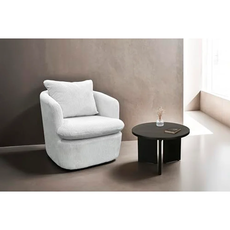 MID.YOU Couchtisch, rund, Schwarz, aus massivem Akazienholz, 60x41x60 cm, einfacher Aufbau – Bild 2