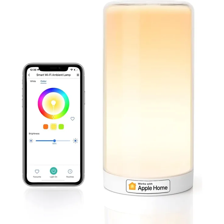 meross WLAN LED Nachttischlampe Funktioniert mit Apple HomeKit, Dimmbar RGBCW Atmosphäre Touch Nachtlampe für Schlafzimmer Wohnzimmer, Smart Nachtlicht Funktioniert mit Alexa, Google Home