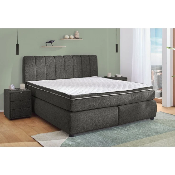 Jockenhöfer Gruppe Boxspringbett TILDA, wahlweise mit Bettkasten, mit Taschenfederkernmatratze H3-H4, mit Kaltschaumtopper, hochwertiger Strukturstoff-Bezug, 180x200cm – Bild 1