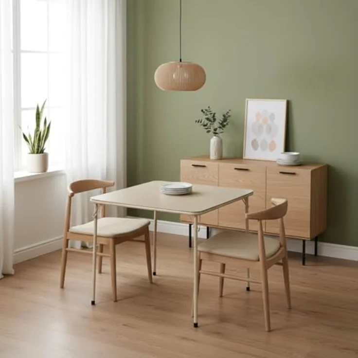 FurnitureR Moderner Klapptisch 86cm, quadratischer Falttisch mit stabilem Metallgestell, vielseitig nutzbar als Beistell-, Arbeits- oder Spieletisch, platzsparend für Wohnzimmer & Gästezimmer, Beige – Bild 4