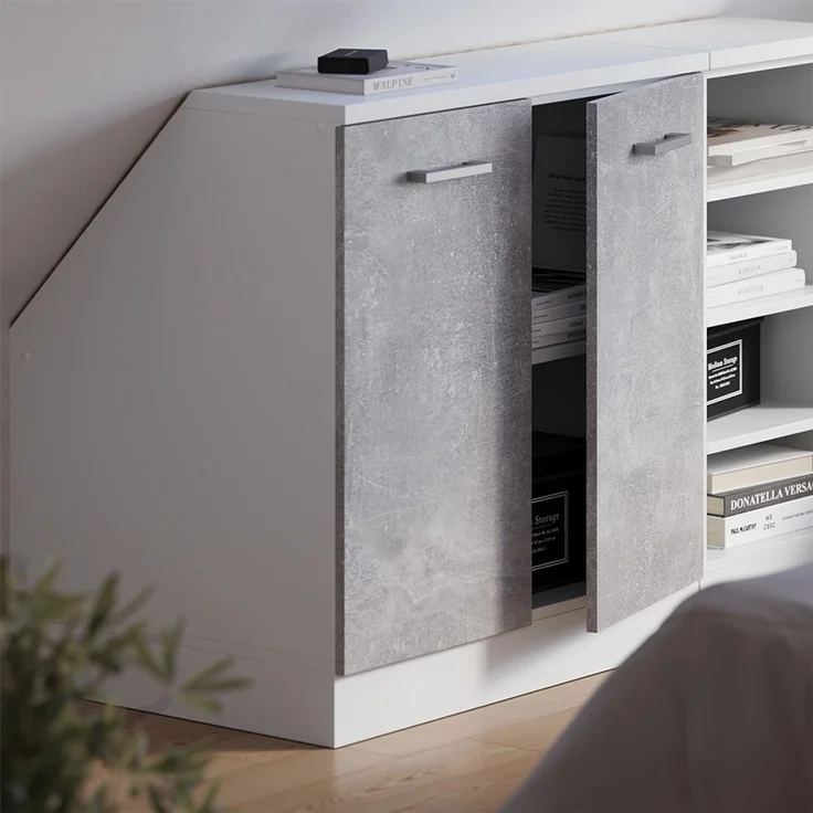 Küchenschrank für Dachschrägen R-Line Beton 80 cm mit 2 Türen, Schrankkorpus 60 cm Tiefe Vicco – Bild 4