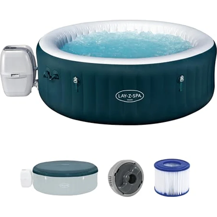 Bestway Lay-Z Spa Miami Energy Whirlpool, 6 Personen, 908 L, Sprudelmassage mit 140 AirJet™-Düsen, Grün, Ø 196 x 66 cm – Bild 1