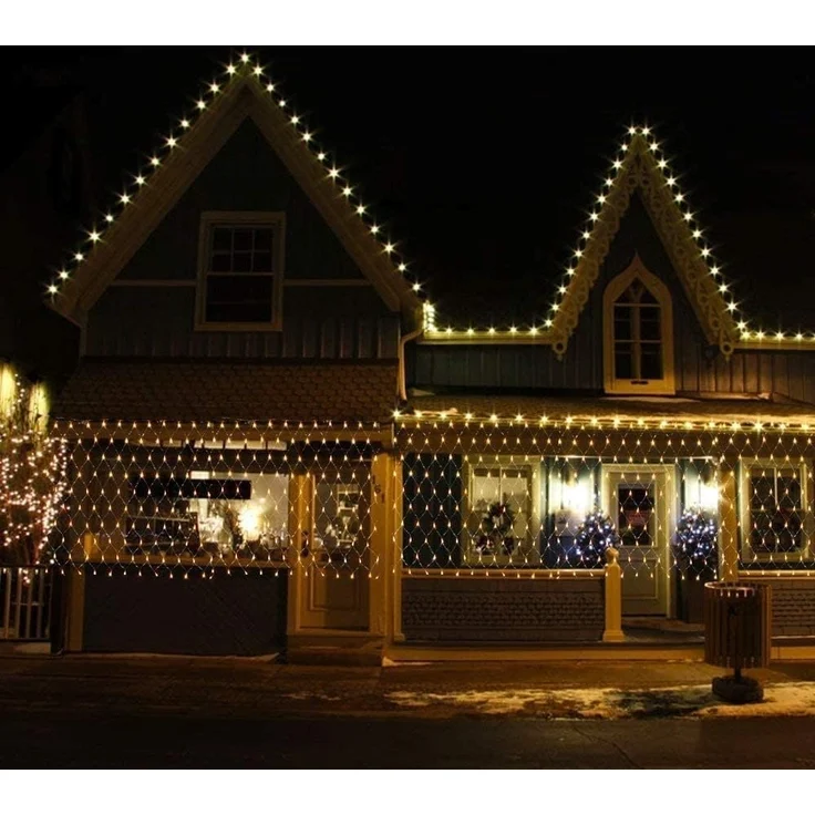 SALCAR 2x3 m Anti-Rost LED Lichternetz Außen, Buchsbaum Lichterkette Netz Outdoor, Lichtervorhang Innen Strom mit 9 Modi und Speicherfunktion, Warmweiß – Bild 5
