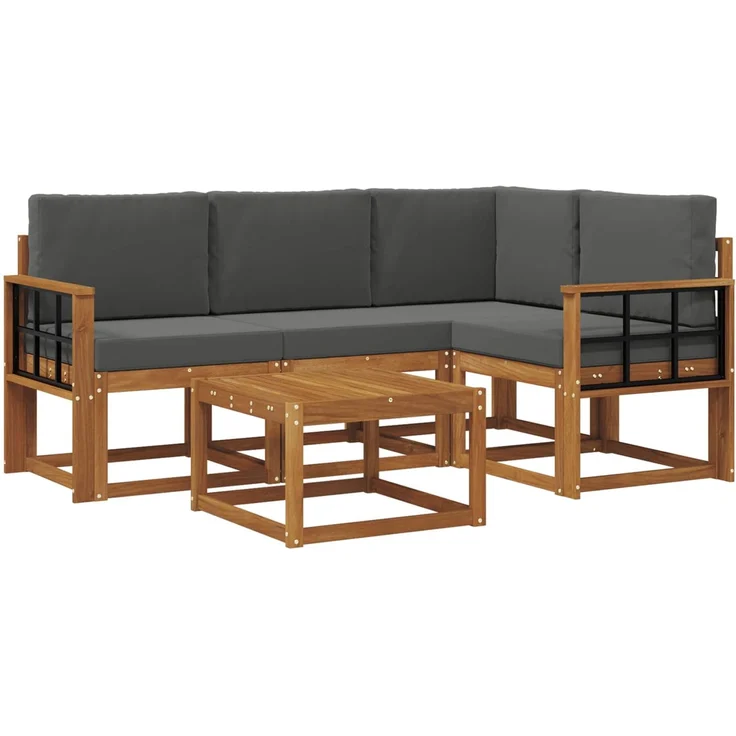 vidaXL Outdoor-Sofagarnitur 5 stk. 4-Sitzer Natur und Anthrazit 3366370 – Bild 2