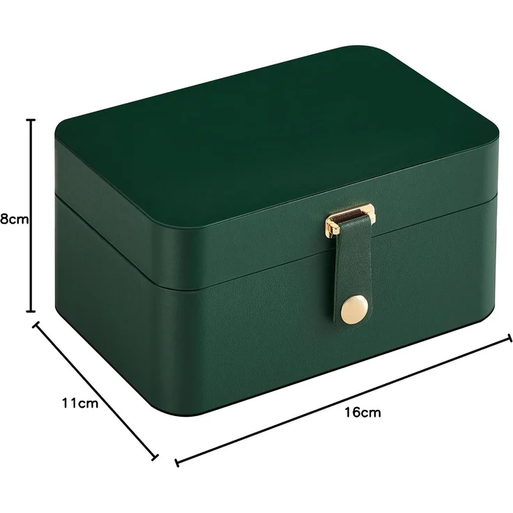 SONGMICS Schmuckbox, 2 Ebenen, aus PU, Schmuckkasten, waldgrün – Bild 7