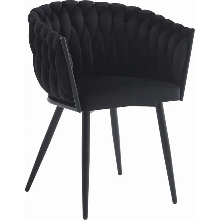 Home Collective Polsterstuhl mit gestepptem Design, Gepolstert ergonomisch 79 cm Höhe (Schreibtischstuhl geeignet für Wohnzimmer, Büro, Schlafzimmer, Esszimmer, 61 cm Breite), schwarzer Samtsitz mit schwarzen Metallbeinen 110 kg belastbar