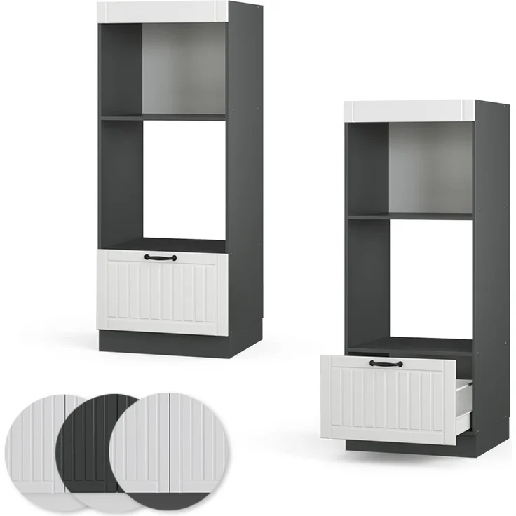 Mikrowellenschrank Fame-Line Weiß Landhaus 60 cm offen Vicco – Bild 5