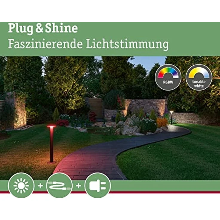 Paulmann 94750 Plug&Shine Pollerleuchte Zigbee Plate RGBW Anthrazit – Bild 3