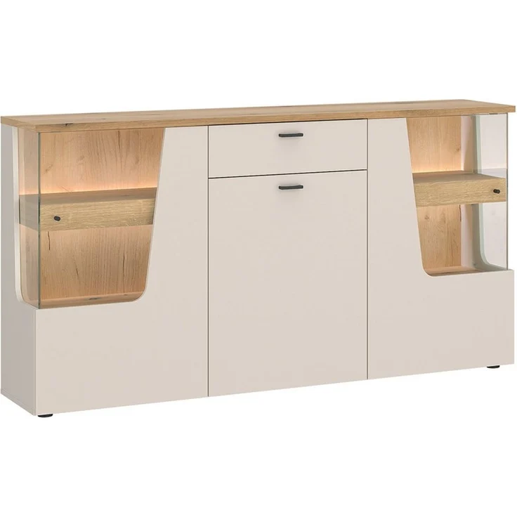 Lomadox Esszimmer-Set CARMONA-129, (Spar-Set, 2-St, Sideboard Wandregal), in kaschmir und Eiche, inkl. LED-Beleuchtung – Bild 2