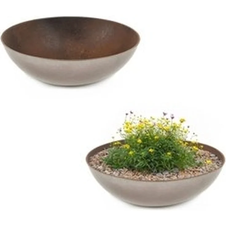 matches21 HOME & HOBBY Blumentopf Pflanzschalen für draussen Dekoschalen rund Rost-Optik 30 cm (2 St), Blumen-Schale als wetterfeste Friedhof-Schale Grab-Schmuck Grabschale – Bild 6