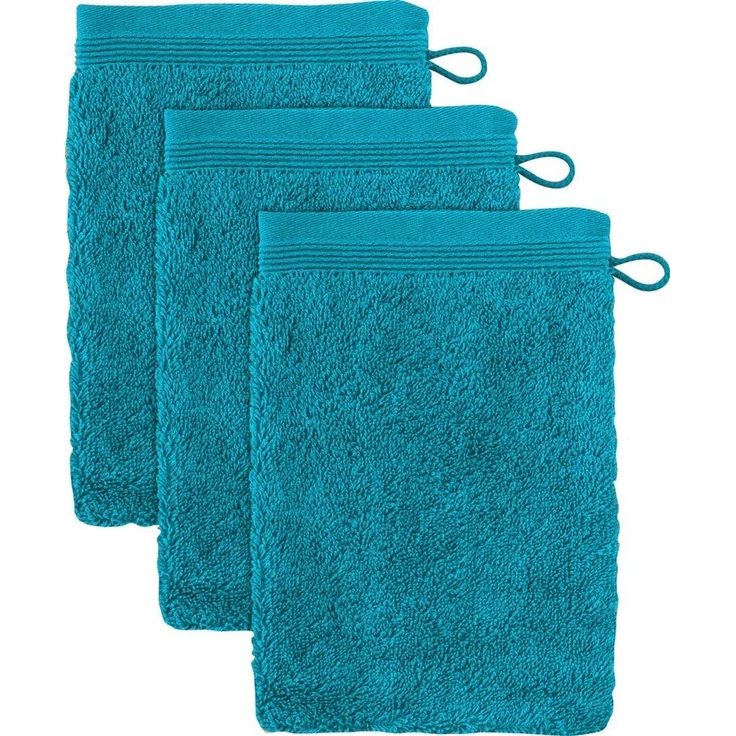 möve Superwuschel Waschhandschuh 15x20 cm aus 100% Baumwolle, lagoon 3er Set