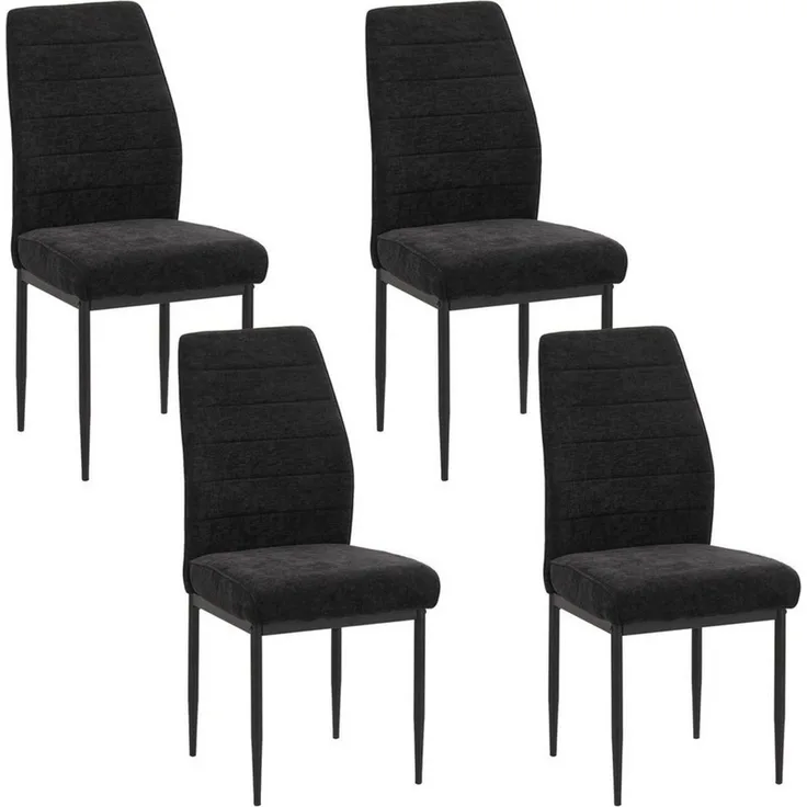 HTI-Living Esszimmerstuhl Esszimmerstuhl Manuel Webstoff mit Federkern Schwarz (Set, 4 St), Polsterstuhl mit Metallgestell Schwarz