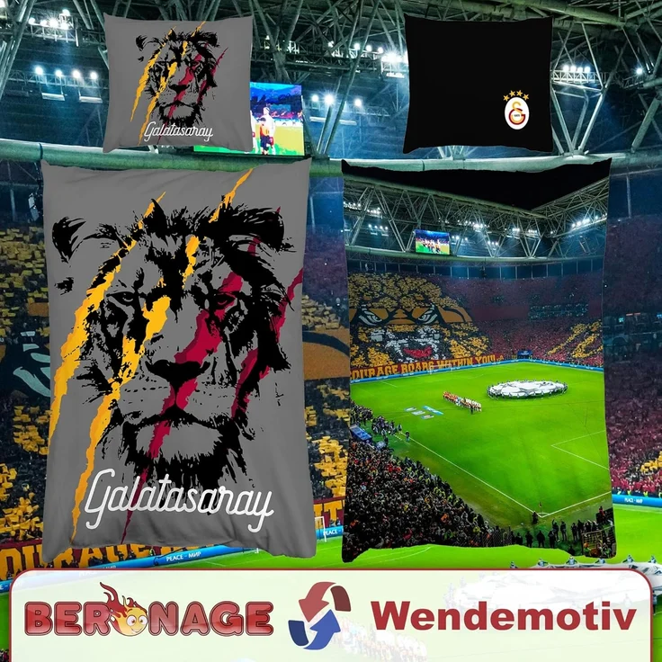BERONAGE Wendebettwäsche Galatasaray Istanbul Fußball RAMS-Park Bettwäsche Linon / Renforcé, Baumwolle, 2 teilig, Süper Lig Bettwäsche – Bild 6