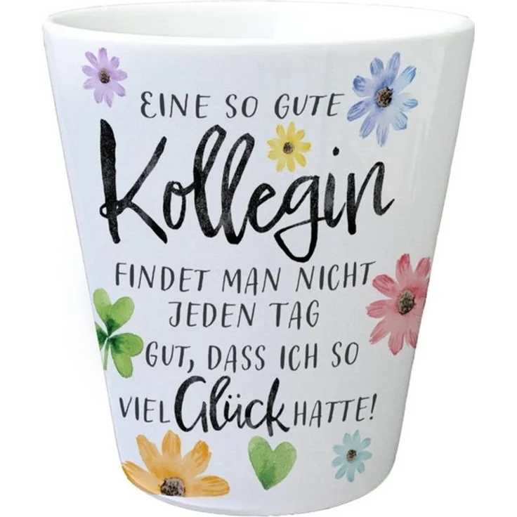 speecheese Blumentopf Blüten und Blätter Blumentopf mit Spruch Glück gehabt toller Kollegin – Bild 4