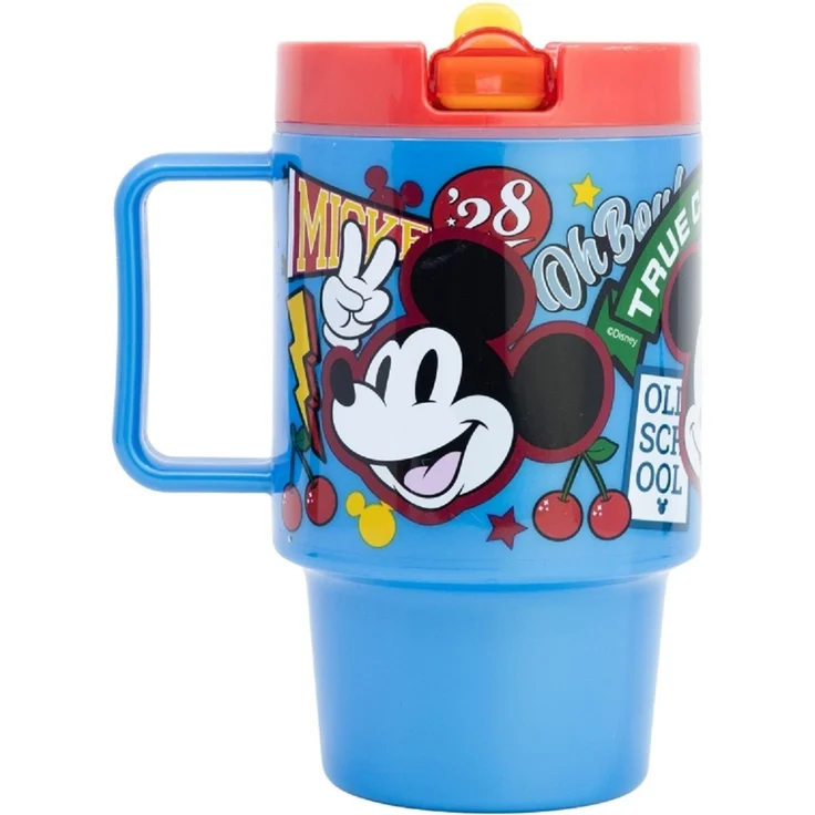 Disney Mickey Mouse Becher Mikrowellengeeigneter Kunststoffbecher 530 ml mit Schraubdeckel – Motivbecher für Kinder – Bild 2