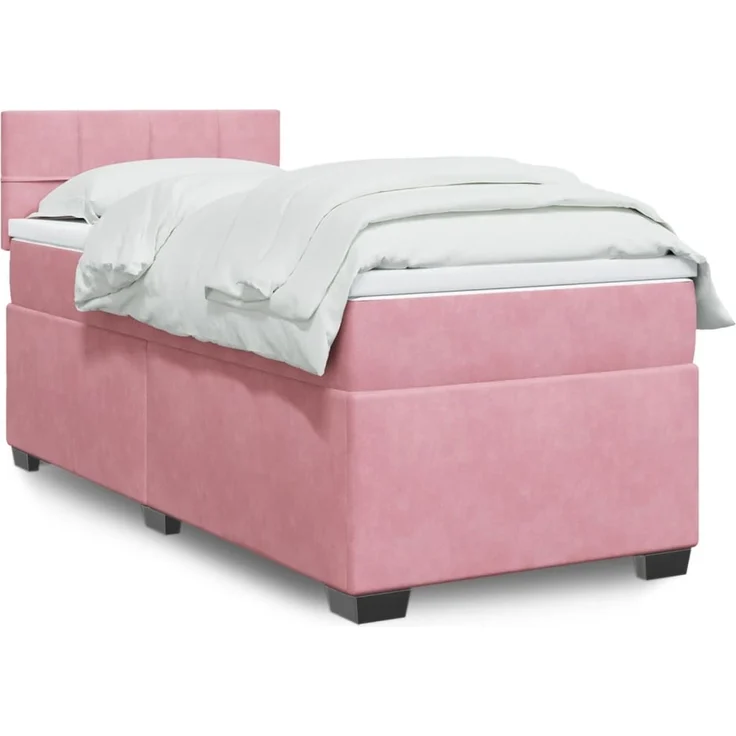 vidaXL Boxspringbett mit Matratze Rosa 100x200 cm Samt 3286239 – Bild 1
