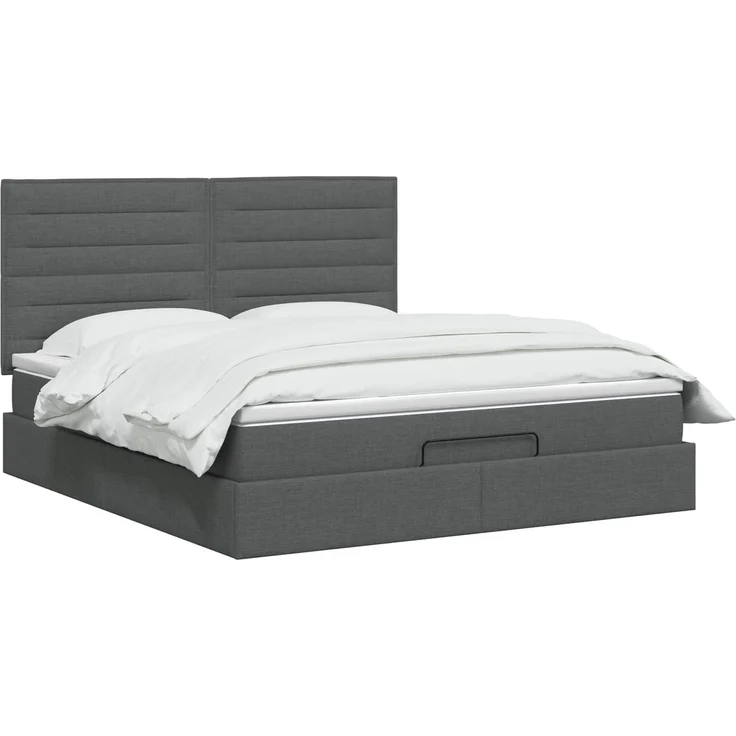 vidaXL Ottoman-Bett mit Matratze und LED Dunkelgrau 180 x 200 cm Stoff 3458008 – Bild 3