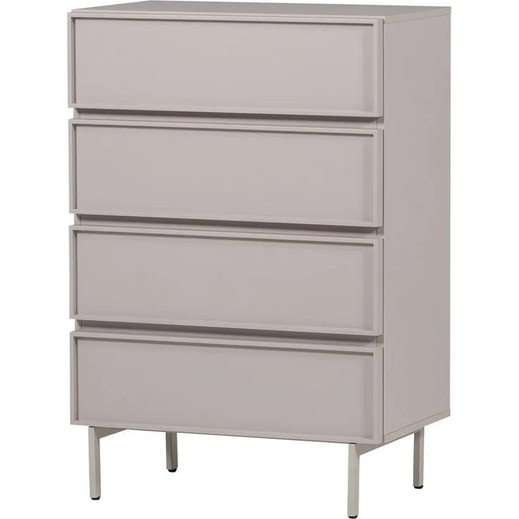 Kommode Tours aus MDF und Metall, modern und geräumig, Sand, 4 Schubladen, 102 x 70 x 42 cm