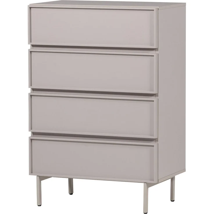 Kommode Tours aus MDF und Metall, modern und geräumig, Sand, 4 Schubladen, 102 x 70 x 42 cm – Bild 1