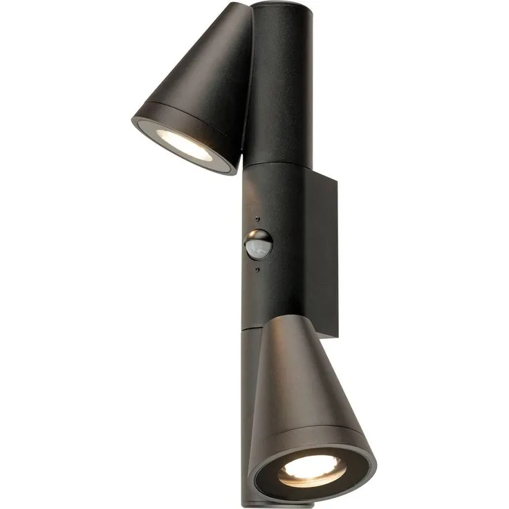 SLV T-TUBE, Wandaufbauleuchte, GU10, double, Sensor, IP44, max. 10 W, schwarz - Stand-, Wand- und Deckenleuchten (Outdoor)