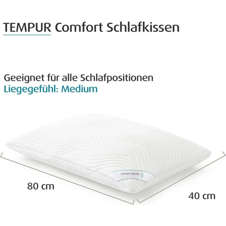 Tempur Schlafkissen TEMPUR® Comfort Medium mittelfestes Memory Foam Kopfkissen, Memory Foam, druckentlastend – Bild 2