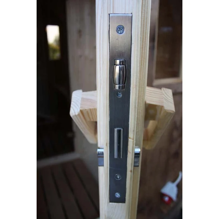 Wolff Finnhaus Saunafass 400 de luxe Thermoholz-montiert Fasssauna 2 Sitzbänke aus Holz Sauna mit 42 mm Wandstärke Außensauna – Bild 3