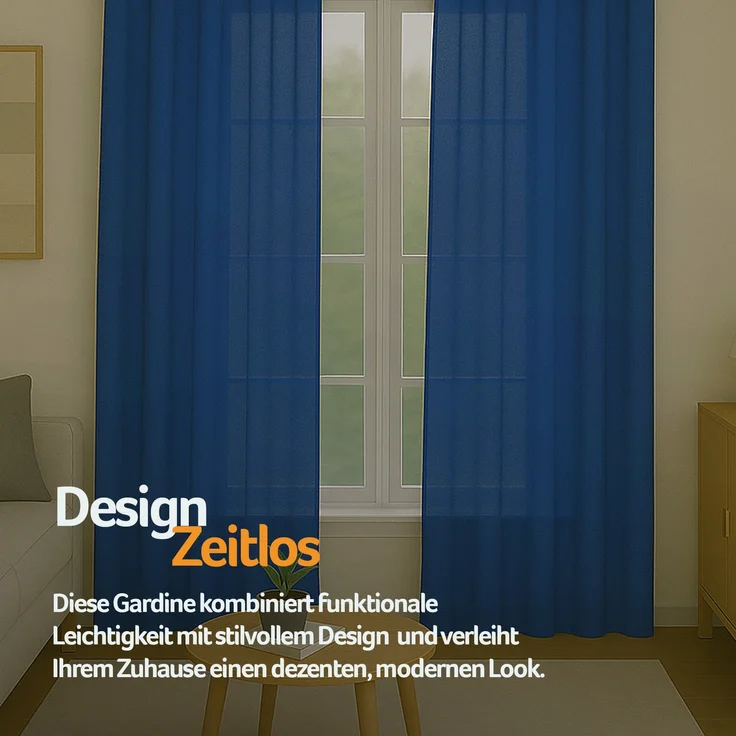 Gardine mit Ösen *** x *** cm ( Breite x Länge ) in ***, blickdichter Vorhang, Ösenvorhang in vielen Variationen 140x175 cm Blau – Bild 8