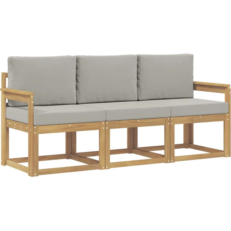 vidaXL Outdoor-Sofagarnitur 3 stk. Weiß und Hellgrau Polyester 3387165 – Bild 2