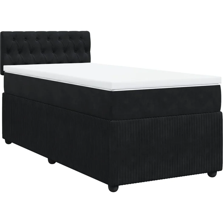 vidaXL Boxspringbett mit Matratze Schwarz 100x200 cm Samt 3287670 – Bild 2