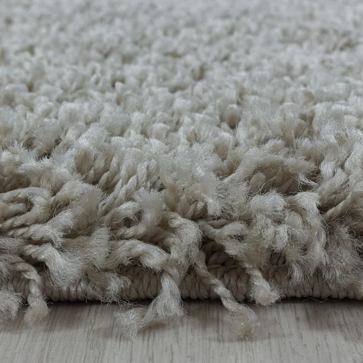 Carpetsale24 Shaggy Hochflor Teppich Wohnzimmer 200 cm Rund Natur - Modern Flauschiger Teppich Extra Weich, Pflegeleicht und Einfarbig - Ideal als Teppich für Schlafzimmer, Esszimmer und Küche – Bild 5