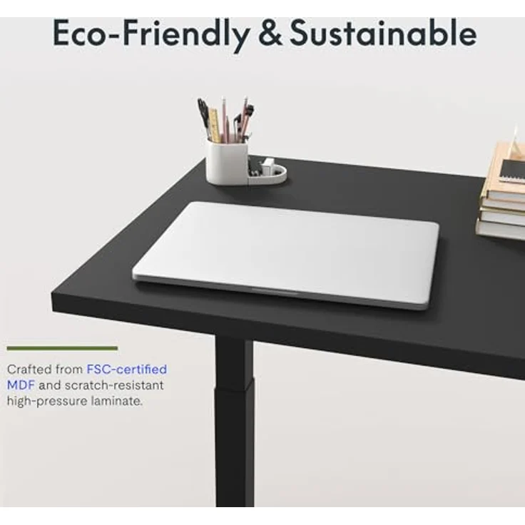 FLEXISPOT Höhenverstellbarer Schreibtisch E1 Pro, Doppelmotor, Einteilige Tischplatte 140x80 cm, belastbar bis 100 kg, elektrisch verstellbar von 70 cm bis 119 cm, schwarz – Bild 4