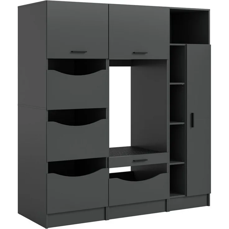 welltime Badmöbel-Set FALAS, 3-teilig, Hauswirtschaftsraum Set, Breite 176 cm, (Set, 3-St, 1x Wäscheschrank, 1x Waschmaschinenumbauschrank, 1x Mehrzweckschrank), Kombination, Waschmaschinenumbau, Waschmaschinenschrank, Wäschekammer