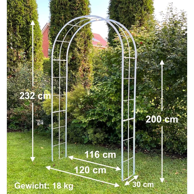 DanDiBo Rosenbogen Metall Verzinkt Massiv 120 cm Torbogen 96523 Wetterfest Rundbogen Volleisen Rankhilfe Gartenbogen Feuerverzinkt – Bild 2