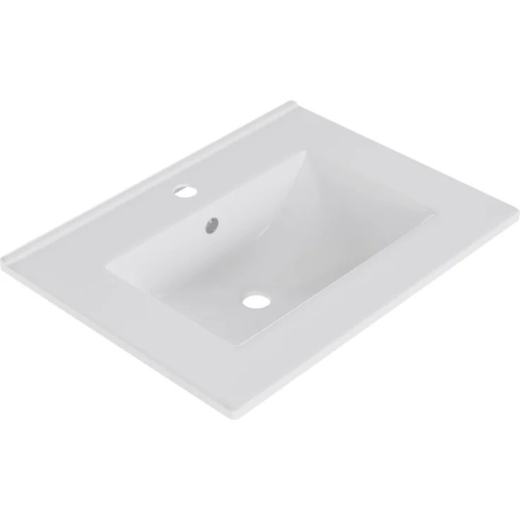 Freistehender Badunterschrank mit Keramikbecken, B 61 x T 46,5 x H 87 cm, weiß lackiertes MDF – Bild 10