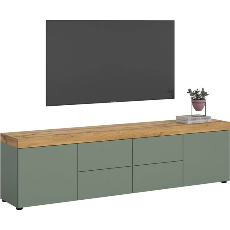 OTTO home Lowboard MAMBO, TOPSELLER!, Breite 200cm, 2 Türen, 4 Schubkästen, push-2-open (1 St, 2 farbige Ausführung, in verschiedenen Farben erhältlich), Lowboard, TV Unterschrank, Tv-Schrank, Wohnzimmer – Bild 4