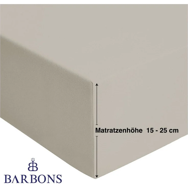 BARBONS Spannbettlaken Jersey Bettlaken, 145 g/m² Spannbetttuch, bis zu 25cm Höhe, Topper, Jersey aus 100% Baumwolle, Gummizug: rundum, (1 Stück), Rundumgummi, Atmungsaktiv – Bild 3