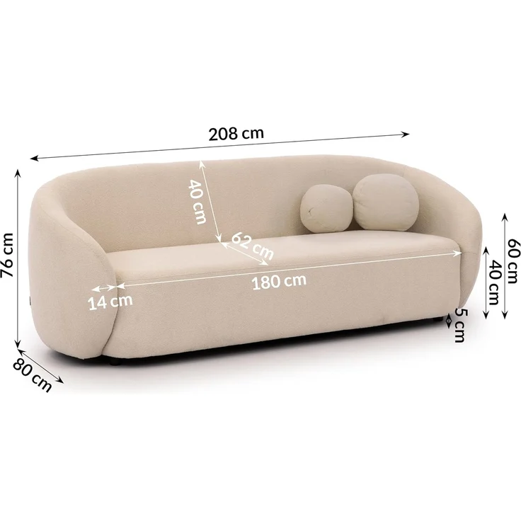 S-Style Möbel Polstergarnitur 3+2+1 Roundi, Bouclé, Luxus & Moderne Kollektion – Bild 6