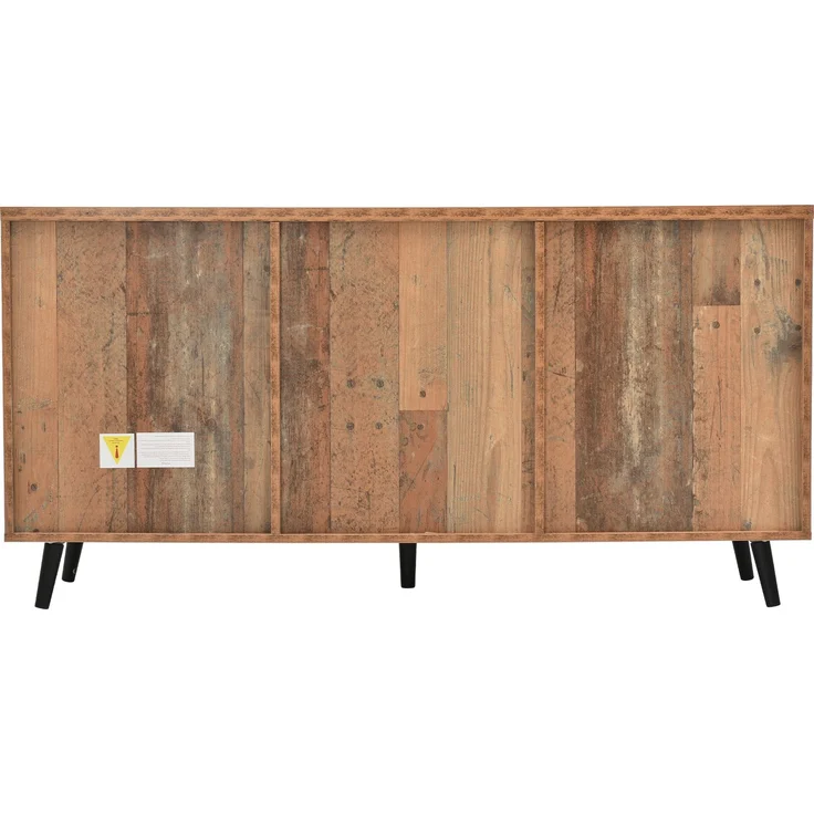 ZUBALIYA Kommode 140x35x70 cm, mit verstellbaren Einlegeböden, aus Spanplatte, Antikbraun – Bild 9