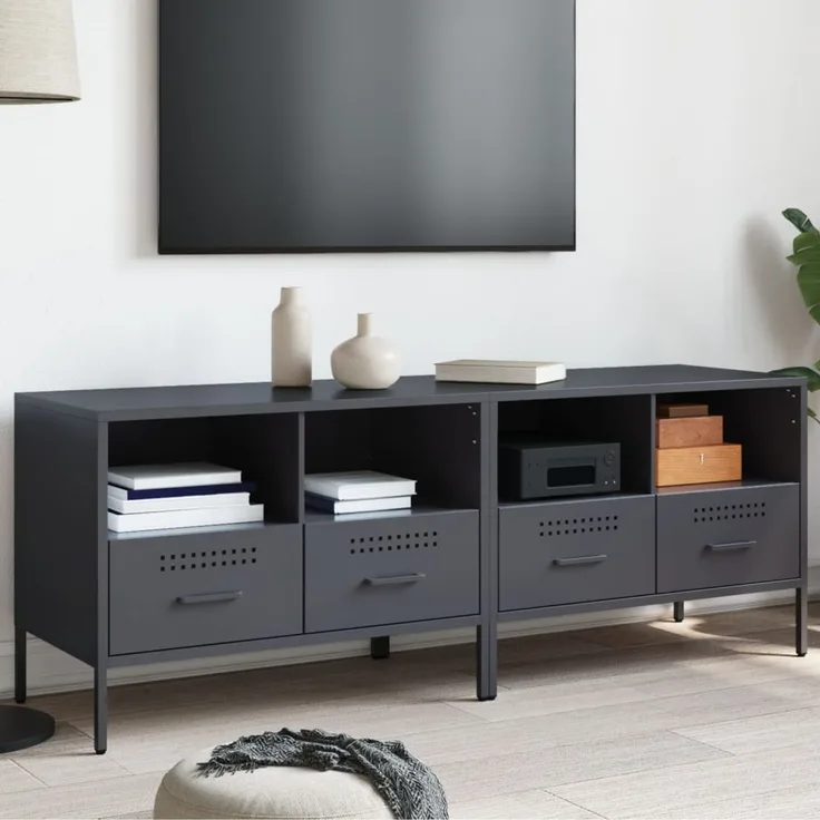 2 pcs TV-Schrank, Lowboard Anthrazit 68x39x50,5 cm Stahl