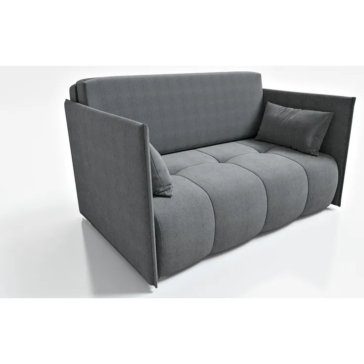 Wohnero24 Nessi 3 Schlafsofa 133x195 cm mit Schlaffunktion & Bettkasten – Dunkel Grau
