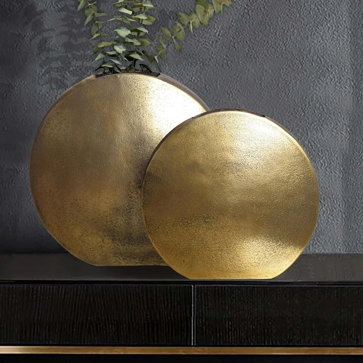Deko Vase 2er Set Aluminium Gold Blumenvase Modern – Bild 2