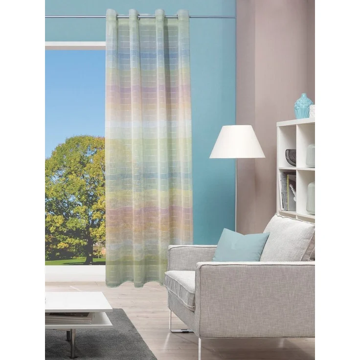 HOME WOHNIDEEN Vorhang RAINBOW (1 St), Ösen, halbtransparent, Ösenschal Querstreifen RAINBOW – Bild 1