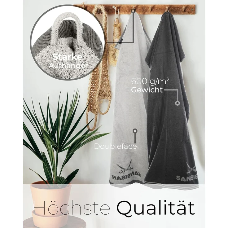 Sansibar Sylt Duschtuch Badetuch Saunatuch Frottier-Serie "Doubleface“, 80x150 cm, (1-St), mit hochwertig gewebtem Sansibar Logo – Bild 4