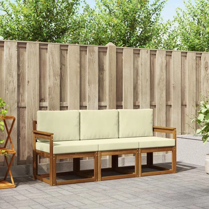 vidaXL Outdoor-Sofagarnitur 3 stk. 3-Sitzer Natur und Creme 3365928 – Bild 1