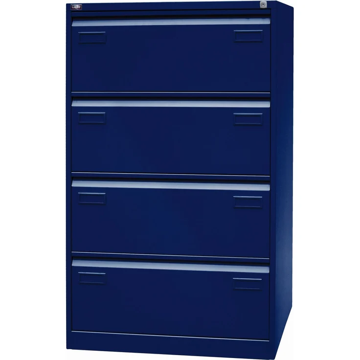 Bisley LIGHT Hängeregistraturschrank, doppelbahnig, DIN A4, 4 HR-Schubladen, Farbe oxfordblau – Bild 3