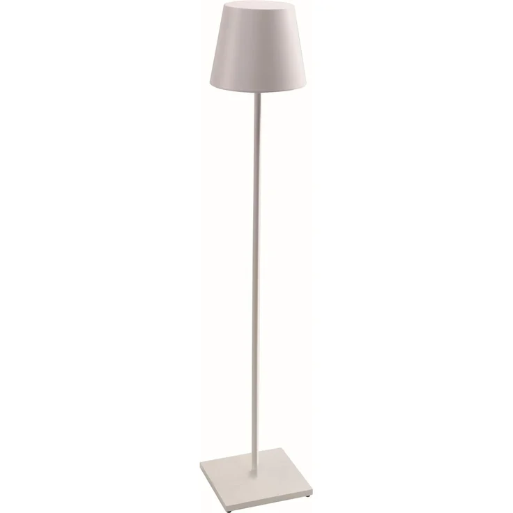 Zafferano, Poldina XXL Lampe, Kabellose, Wiederaufladbare Stehlampe mit Touch Control, Geeignet für Wohnzimmer und Außenbereich, Dimmer, 2200-3000 K, Verstellbare Höhe 69-150 cm, Farbe Weiß